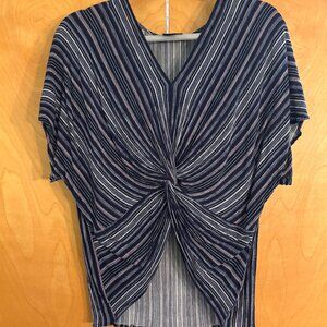 Super Cute Karen Kane Dark Blue Striped Top Size S.